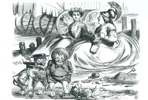 Francia y Gran Bretaña observando a los niños (John Bull, Mr. Punch y Napoleón III). Este año marcó 50 años de paz entre Francia y Gran Bretaña y el comienzo de la Entente Cordiale de John Tenniel