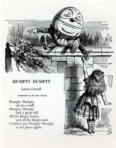 Humpty Dumpty, ilustración para la rima infantil de Lewis Carroll (1832-98)