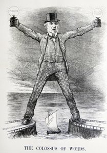 Sátira política que representa a William Ewart Gladstone y Benjamin Disraeli de John Tenniel