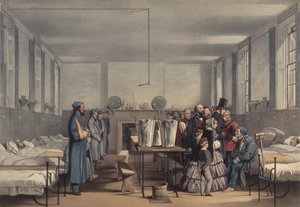 La Reina Victoria y el Príncipe Alberto visitando a los soldados heridos en la Guerra de Crimea, en el Hospital de Brompton, Chatham, 1855 de John Tenniel
