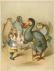 El Dodo presenta solemnemente el dedal de Las aventuras de Alicia en el país de las maravillas de John Tenniel