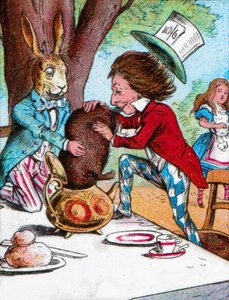 El Sombrerero Loco y la Liebre de Marzo tratando de meter al Lirón en una tetera, c1910 de John Tenniel