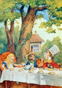 La fiesta del té del Sombrerero Loco, ilustración de 
