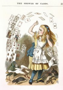 La lluvia de cartas. Ilustración para Alicia en el País de las Maravillas de Lewis Carroll. 1890 de John Tenniel