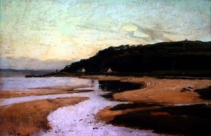 Cabañas de crofters en la costa de John Terris