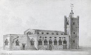 La antigua iglesia de St Giles, c.1718 (grabado)