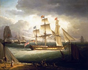 El "Royal Sovereign", un yate real, anclado frente a la costa de un puerto