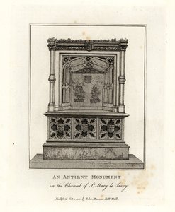 Monumento antiguo en el presbiterio de St Mary le Savoy de John Thomas Smith