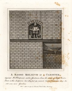 Bajo relieve de un jardinero en la pared de Mr de John Thomas Smith