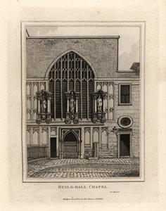 Capilla del Guild-hall, reconstruida en 1440, parte del Guildhall del siglo XII en Londres de John Thomas Smith