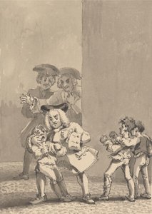 Hogarth habiendo sido seguido por Barry y un amigo fue sorprendido apoyando a un chico a pelear a propósito para captar su semblante temeroso de John Thomas Smith