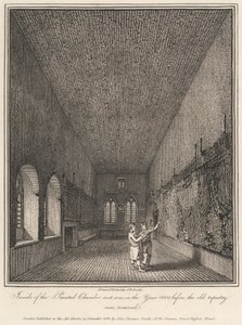 Interior de la Cámara Pintada tal y como era en el año 1800, antes de que se retirara el antiguo tapiz. de John Thomas Smith