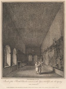 Interior de la Cámara Pintada tal y como era en el año 1800, antes de que se retirara el antiguo tapiz. de John Thomas Smith