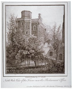 Vista noroeste de la Torre de Joyas, Old Palace Yard, Westminster, Londres, c1805