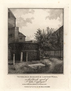 Restos del Muro Romano de Londres en el cementerio de St Giles, Cripplegate de John Thomas Smith