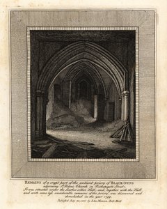 Restos de la cripta parte del antiguo priorato de las Monjas Negras, adyacente a la Iglesia de Santa Elena, Bishopsgate Street de John Thomas Smith