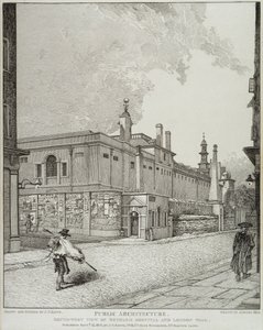Vista Suroeste del Hospital de Bethlem y el Muro de Londres, 1814 de John Thomas Smith