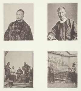 Un caballero cantonés, un caballero cantonés, contando dólares, devanando seda, c. 1868