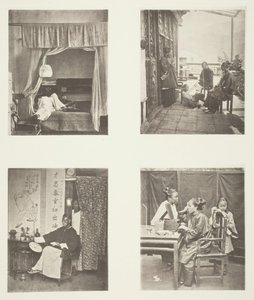 Una bocanada de la pipa de opio en casa, después de la cena, leyendo para honores, el tocador, c. 1868 de John Thomson