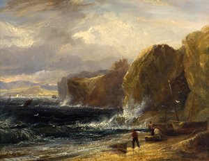St Andrews Bay, Fife, c.1820-30 (óleo sobre tabla) de John Thomson of Duddingston