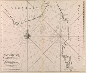 Carta Grande de Parte de la Costa de GUZARATT  INDIA desde Diu Head hasta Bombay. (imprimir) de John Thornton