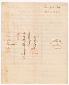 Carta de John Trumbull (1756-1843) al presidente Madison con fecha del 1 de octubre de 1823 de John Trumbull