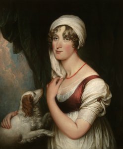 Sarah Trumbull con un perro de aguas de John Trumbull