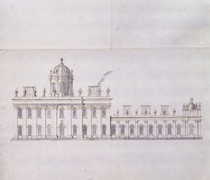 Castillo Howard, Yorkshire: Un Esquema a Lápiz que Muestra el Desarrollo de las Alas del Patio, c.1699