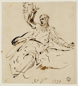 Figura masculina sentada con el brazo levantado de John Vanderbank