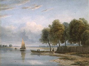 Una Vista del Támesis en Millbank de John Varley