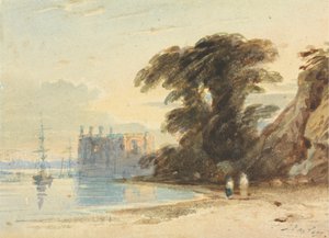 Paisaje fluvial con figuras de John Varley