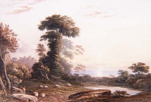 Atardecer en el castillo de Harlech de John Varley