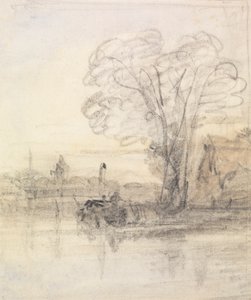 Árboles que sobresalen de un río de John Varley