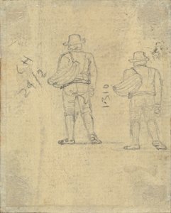 Dos estudios de una figura sosteniendo una cesta [verso] de John Varley