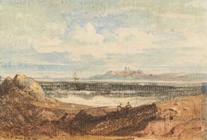 Vista de la escarpada costa, Bamburgh, Northumberland de John Varley