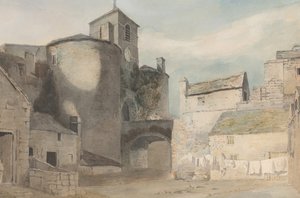 Entrada fortificada a una ciudad galesa Puerta Este de Caernarvon de John Varley I