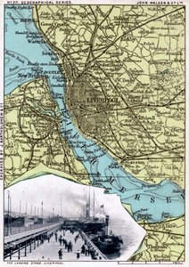 Mapa de Liverpool, Merseyside, 1903 de John Walker