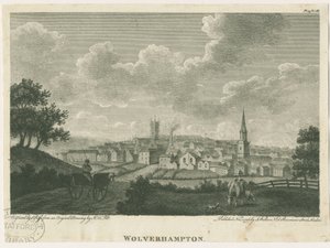Wolverhampton - Vista suroeste: grabado, nd [c 1796]