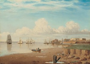Barcos en el Humber y el Bloque Sur, principios de la década de 1830 (óleo sobre tabla) de John Ward