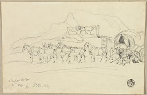 Carro con ocho caballos siendo enganchados de John Ward