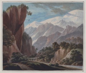 Ascensión del valle de Sallanches a Chamonix, c.1781 (acuarela, lápiz y goma arábiga sobre papel)