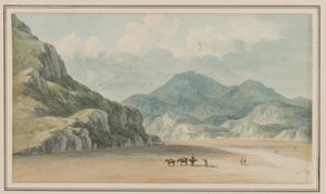Vista en las arenas de Fraeth Mawr, hacia Snowdon, al cruzarlas entre Penmorsa y Cynant, Merionethshire, 21 de julio de 1795 de John Warwick Smith