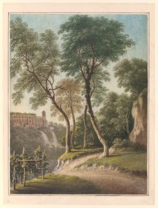 Villa de la Mecena y los Cascatelli, Tívoli, c.1781 (acuarela, gouache y lápiz) de John Warwick Smith