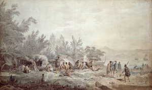 Capitán Cook en Ship Cove, Queen Charlotte Sound de John Webber