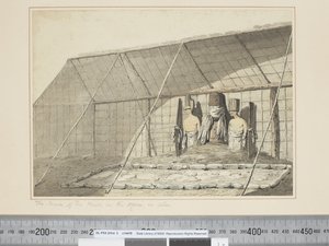 F.18 El interior de la casa, en el Morai, en Atooi, c.1773-84 de John Webber