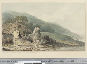 F.33 Habitantes de Norton Sound y sus viviendas, c.1773-84 de John Webber
