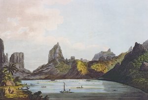 Vista del puerto de Taloo en la isla de Eimeo, de 
