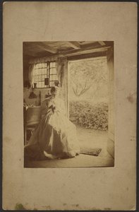 [Mujer con vestido largo a rayas sentada dentro de la habitación] de John Whistler