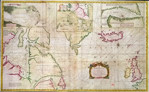 Carta de los mares y estrechos que muestra la posibilidad de un Paso del Noroeste entre la Bahía de Hudson y el Mar del Sur de John Wigate