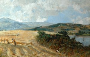 Tiempo de Cosecha en el Río Conway, c.1890 de John William Buxton Knight